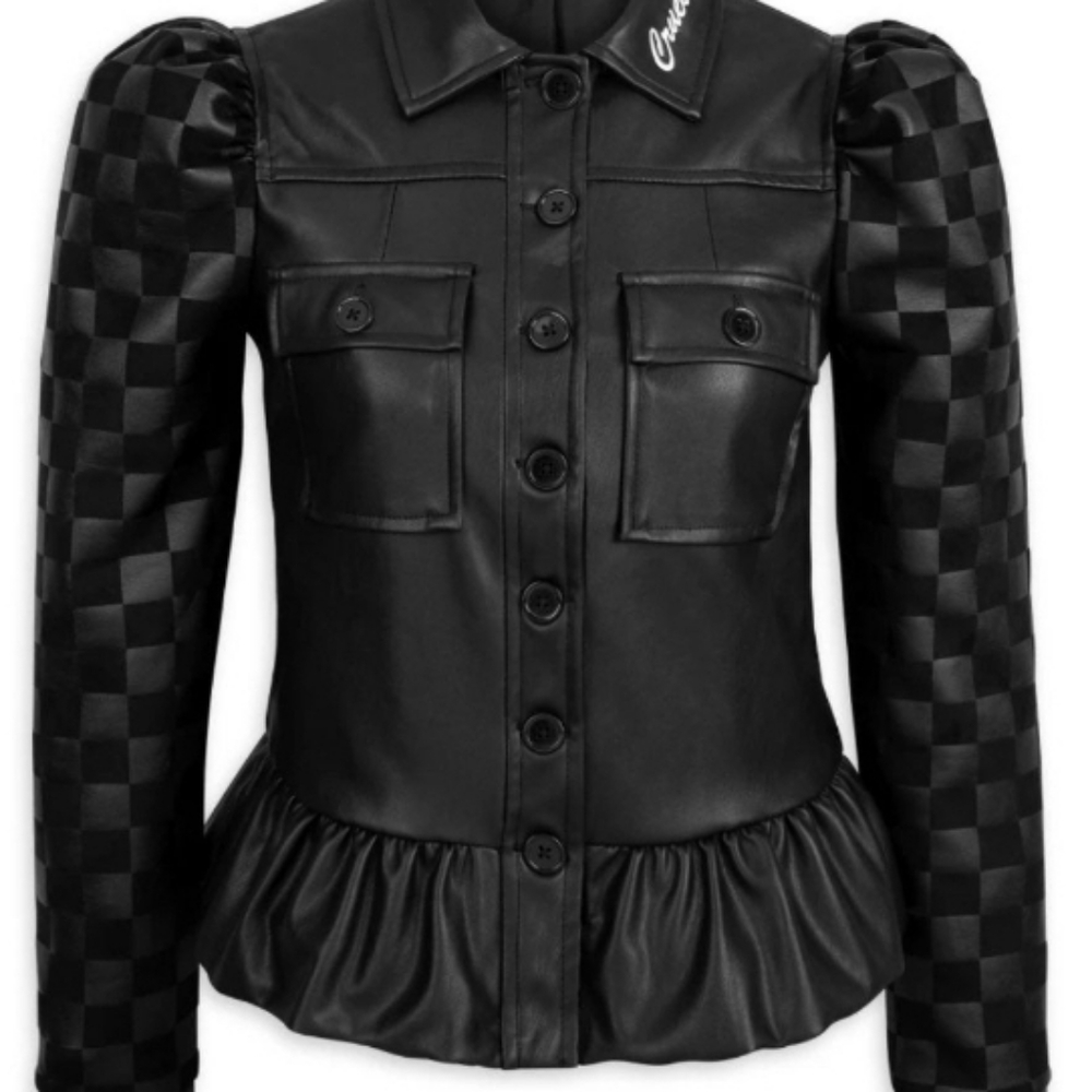 Cruella Disney Parks Her Universe Black Jacket L Large NWOT faux leather